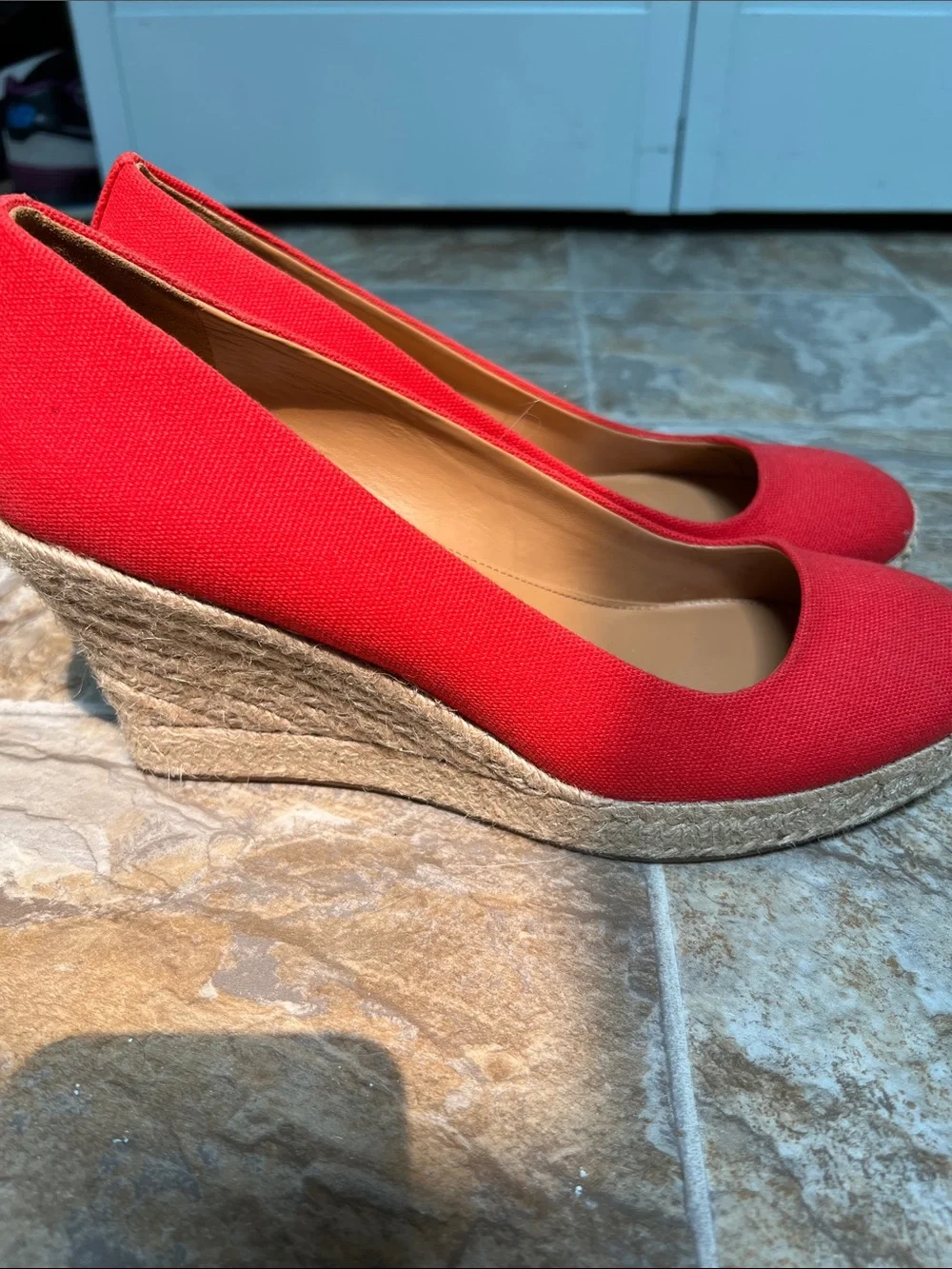J. Crew Red Canvas Round-Toe Pumps